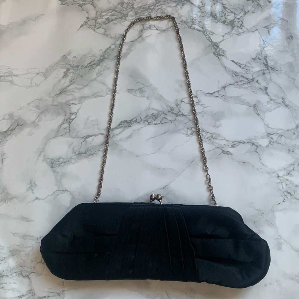 White House Black Market black sateen clutch